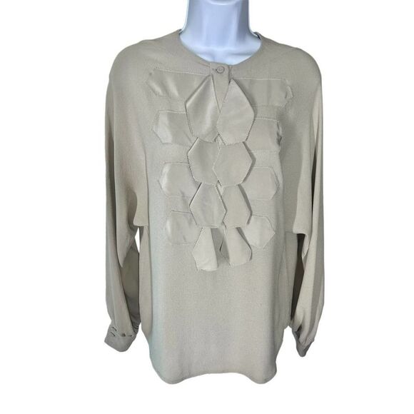 3.1 Phillip Lim Beige Silk Long Sleeve Button Down Shirt Women’s Size 2 - Picture 1 of 8